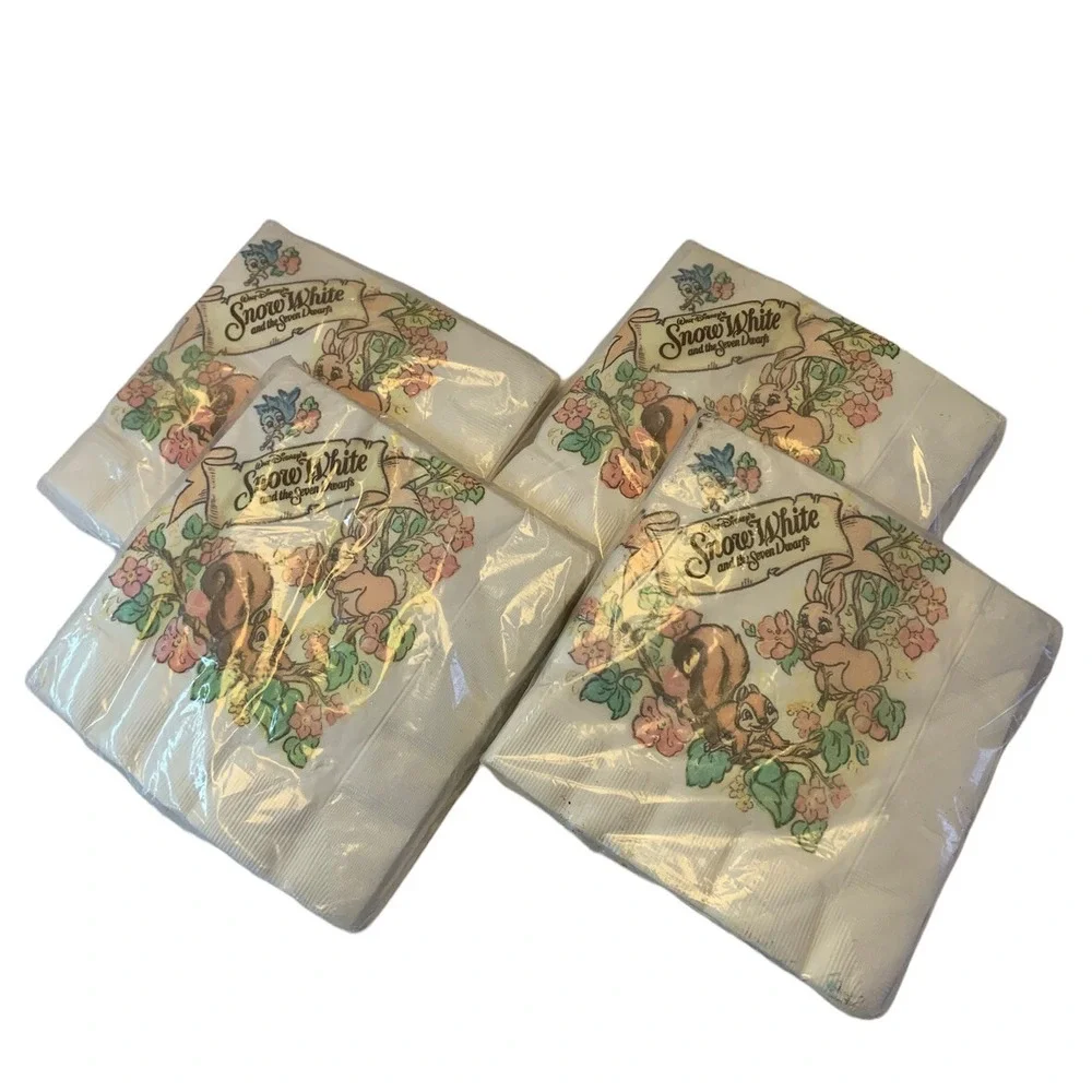 Vtg Disney Snow White & The Seven Dwarfs Party Napkins 4 Packs Made USA NEW NOS